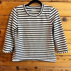 Madewell Stripped 3/4 Sleeve Top Medium